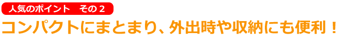 2.コンパクトにまとまり、外出時や収納にも便利!