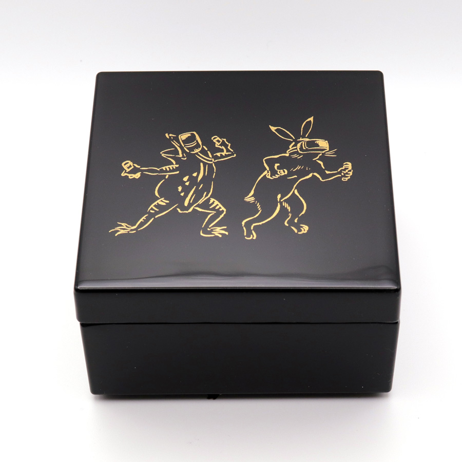 【値下げ中！！】花鳥模様の漆器 重箱　小物入れ 角小箱 モダン鳥獣戯画 | 小物入れ ジュエリーケース 漆器の井助