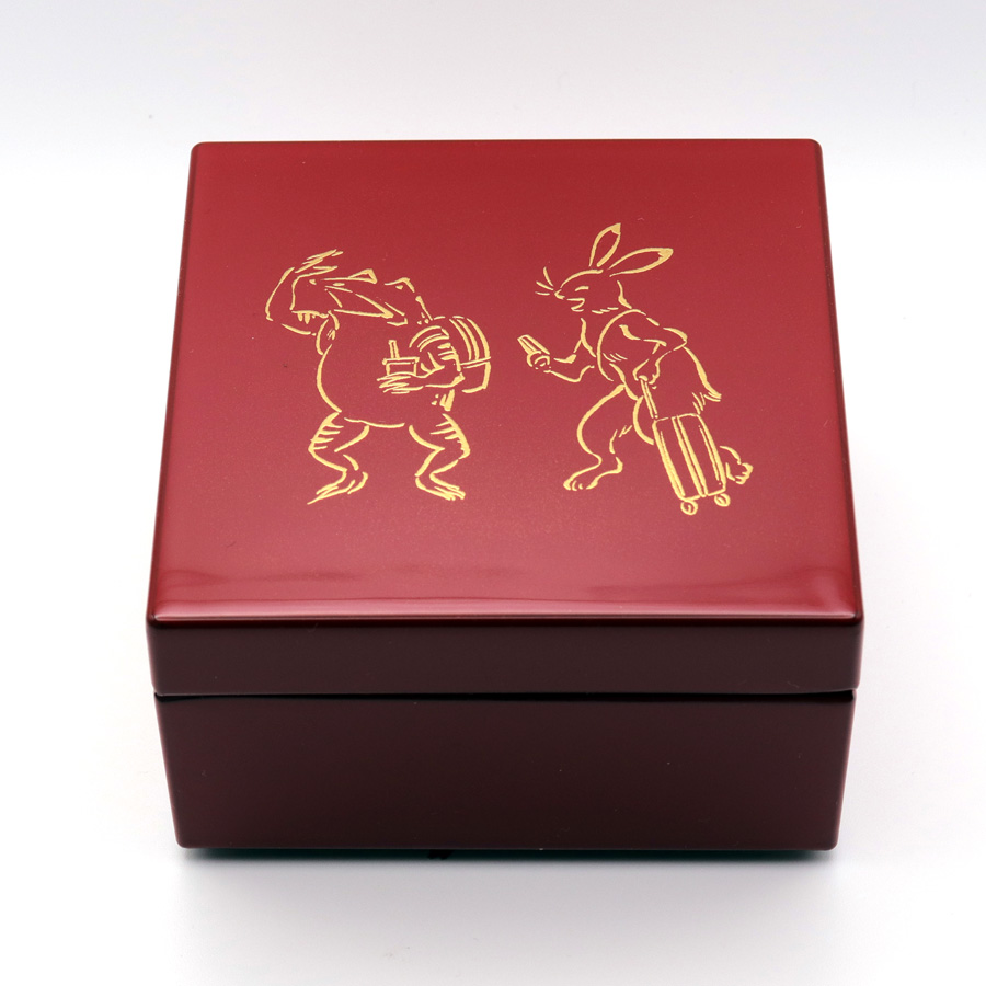 【値下げ中!!】花鳥模様の漆器 重箱 小物入れ 角小箱 モダン鳥獣戯画 | 小物入れ ジュエリーケース 漆器の井助