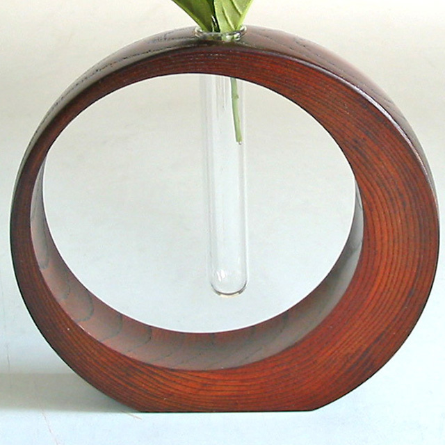 三日月一輪挿し 欅 小 木製 漆塗り 花生け 花器 花瓶